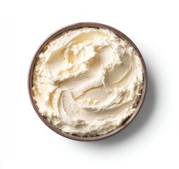 Creamy spread in a bowl, overhead view