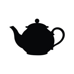 Elegant Silhouette of a Classic Teapot on a Clean White Background, teapot silhouette vector illustration