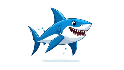 Fototapeta premium Cartoon shark in profile, smiling