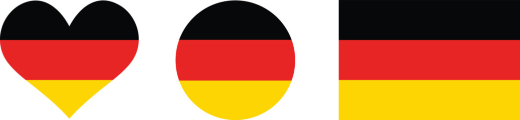 German flag heart button love round PNG vector illustration