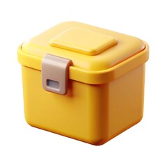 3D Yellow Plastic Index Card Box with Lid | Modern Storage Design
