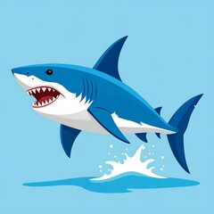 Obraz premium Cartoon shark leaping out of water