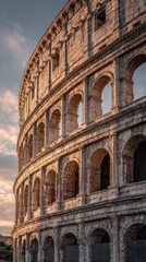 Fototapeta premium Ancient roman colosseum architecture against cloudy sky at sunset