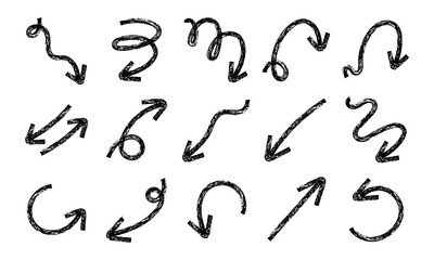 Vector art of collection of hand drawn charcoal arrows design