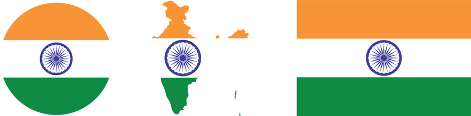 India flag, map, button, round, circle transparent PNG vector illustration