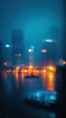 Obraz premium City Lights Through A Rain-Streaked Window At Night