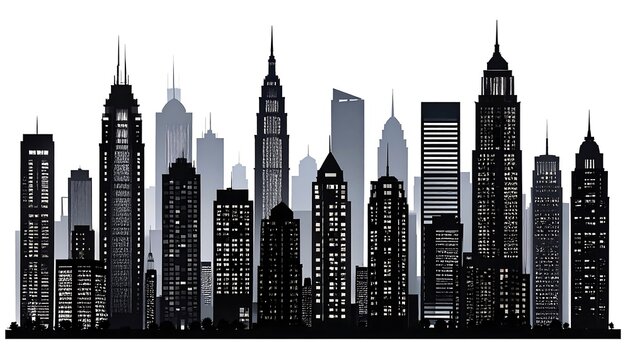Modern City Skyline Silhouette.