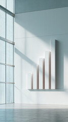 Obraz premium Minimalist chart growth business modern corporate white wall sunlight shadow calm