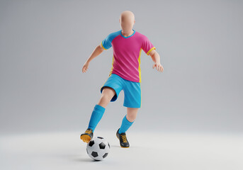 3D Faceless Futsal Player Illustration. Minimalist Soccer Character Design