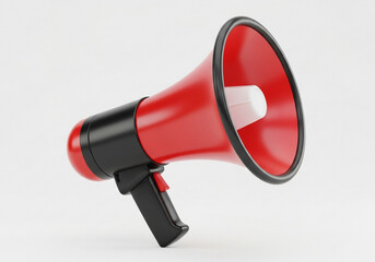 Red and black megaphone isolated on white background
