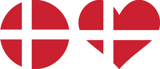 Denmark flag button heart round love PNG © Color Studio