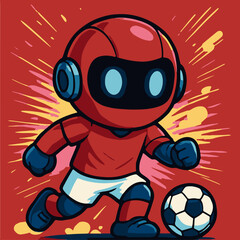 Red Jersey Robot Striker — Dynamic Tech Football Character