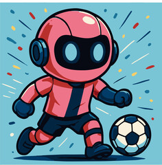 Pink Jersey Robot Footballer — Cute Tech Player with Ball