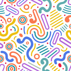 seamless abstract colorful memphis style line pattern