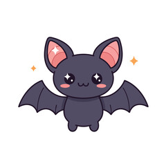 A funny, cute cartoon illustration of a black and white cat and mouse character