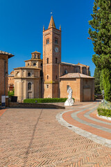 Abbazia Monte Oliveto Maggiore church bell tower in Tuscany