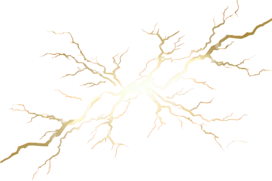 Abstract Golden Lightning Bolt Branching Pattern on Black Background - Powered by Adobe