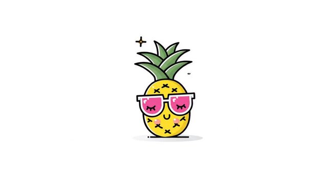 Cute pineapple with sunglasses