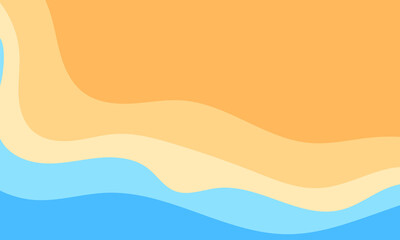 abstract illustration resembling aerial view of ocean meeting sandy beach with layered colorful gradient waves