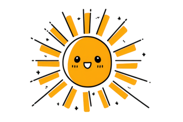 Cute Cartoon Sun With Smiling Face