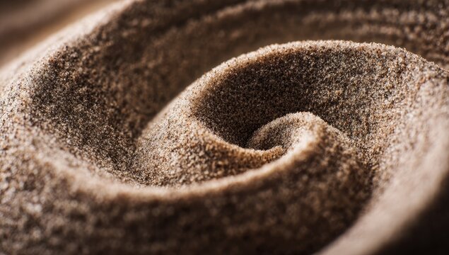Close-up of a textured, swirling, brown fabric