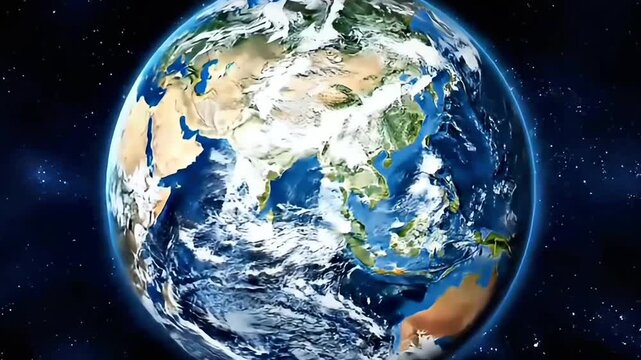 Cinematic 3D Animation Zooming Out from a Detailed Map of Indonesia to a Full View of Planet Earth from Space. Global, Travel, and Southeast Asia Concept