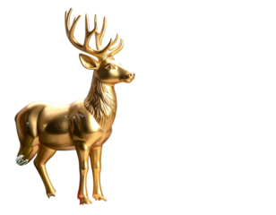  Golden Reindeer with Festive Ornaments in Holiday Setting