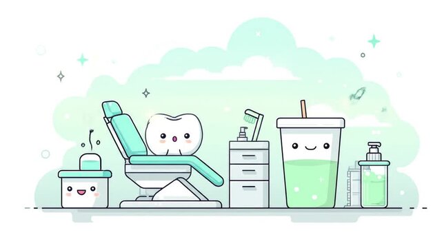 Cute tooth dental care illustration