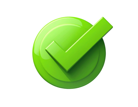 Flat Minimal Green Tick Mark with Clean Graphic Design