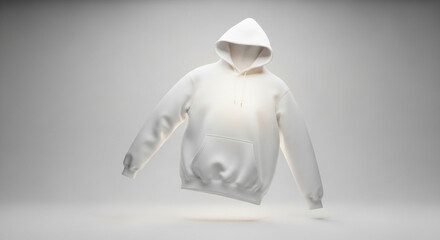 Float in White Blank Hoodie Mockup for Design and E-commerce Apparel