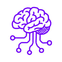 Illustration of hand drawn artificial intelligence brain isolated on transparent background