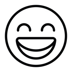 Black outline laughing face emoji on white background smile happy 1