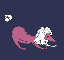 Poodle dog character line art outline simple isolated concept. Vector design graphic illustration