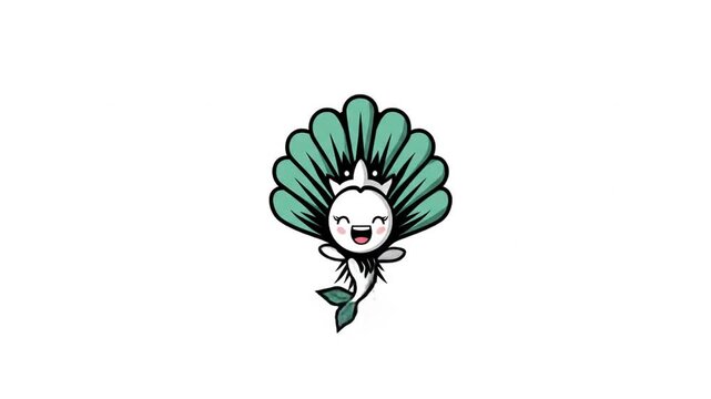 Cute cartoon mermaid shell logo