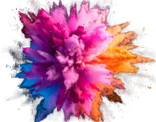 Colorful Dust Blast in Mid-Air for Festival Celebration