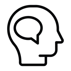Black outline of human head profile with speech bubble inside silhouette