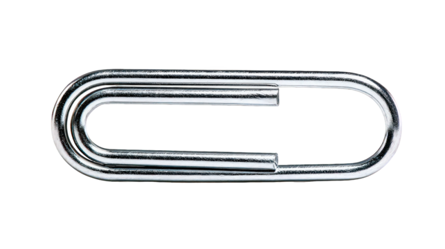 Silver Paperclip Isolated On Black Background