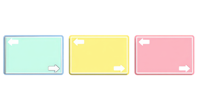 Three Empty Pastel Colored Boxes With Arrows