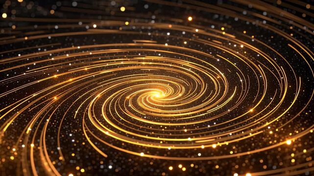Black gold pattern abstract glamour shiny spiral swirl galaxy vortex light trail sparkle cosmic energy motion blur glowing bokeh swirl