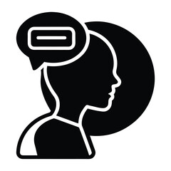 Black silhouette profile of a person with a thought bubble head human