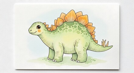 Cute Cartoon Dinosaur Illustration.