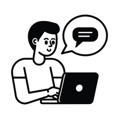 Person typing on laptop with speech bubble icon computer communication
