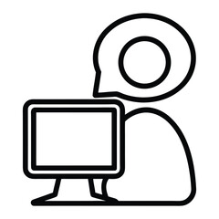 Person using computer with speech bubble icon user