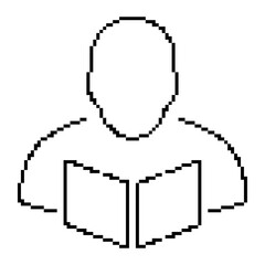 learn pixel icon, 8-bit. Isolated vector illustration.