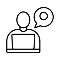 Person with laptop and speech bubble icon computer talk