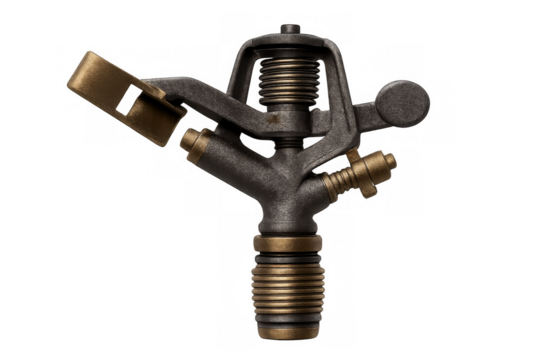 Metal impact sprinkler watering system component transparent background