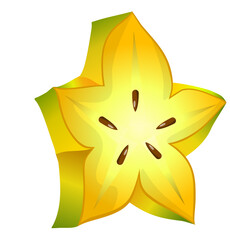 Slice of Star Fruit Illustration 