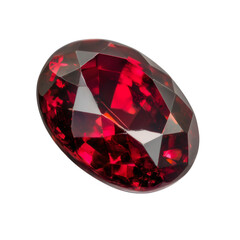 Brilliant Round-Cut Ruby Gemstone: A Sparkling Deep Red Jewel with Perfect Clarity, Isolated on a Transparent Background.