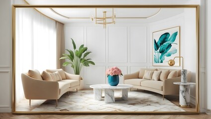 Real photo of interior design. Interior poster mockup 