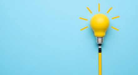 Education concept image. Creative idea and innovation. light bulb metaphor over blue background�